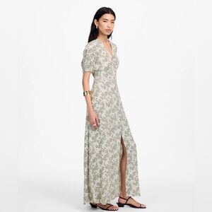 Madewell Women’s 12 Puff-Sleeve V-Neck Midi Dress in Floral NWT $158